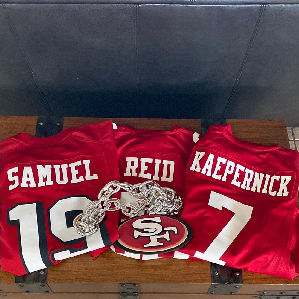Red 49ers Football Jerseys & chain necklace Bundle